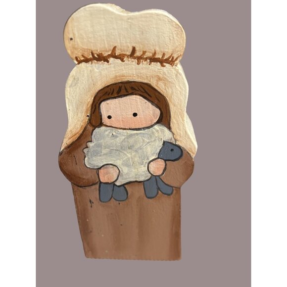 Wooden Nativity Set With Hand-Painted Figurines - Picture 6 of 14